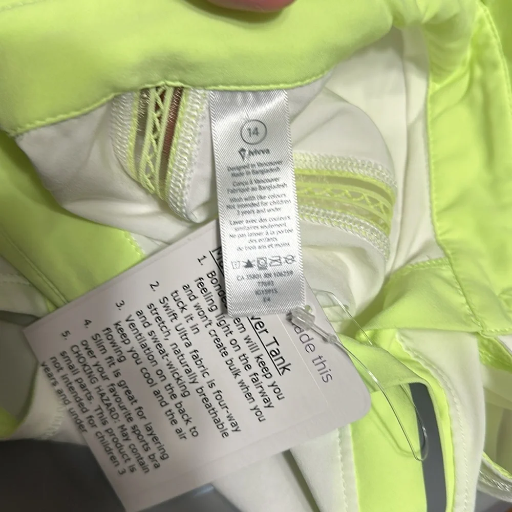 IVIVVA Lululemon Athletica White and Yellow Fitted Sleeveless Polo Tank